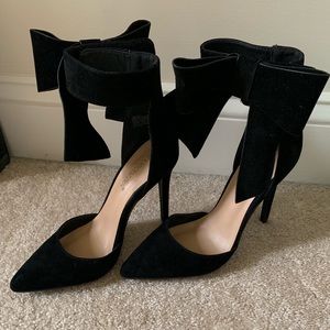 Black Heels with Bow Ankle Strap.